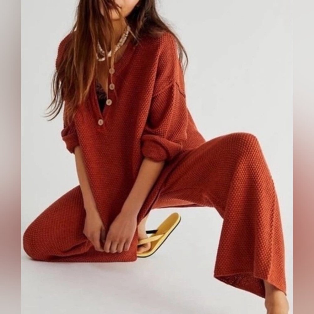🪷NWT Free People FP Beach Free-est Hailey Sweater Set In Canyon Sunset XS🌙 - Picture 2 of 8